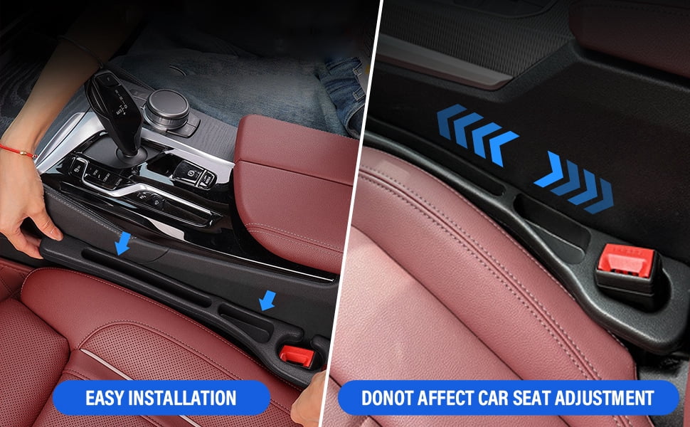 Car Seat Gap Filler, Seat Side Gap Filler with Organizer, 2 In1 Seat Crevice Blocker, Universal Fit Car Fill the Gap between Seat & Console 2 Pack