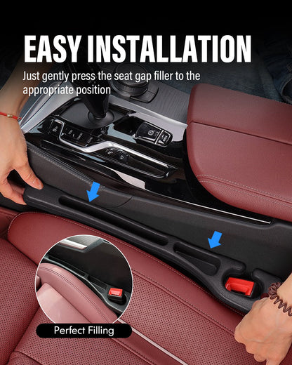 Car Seat Gap Filler, Seat Side Gap Filler with Organizer, 2 In1 Seat Crevice Blocker, Universal Fit Car Fill the Gap between Seat & Console 2 Pack