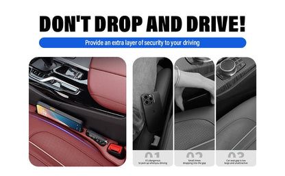 Car Seat Gap Filler, Seat Side Gap Filler with Organizer, 2 In1 Seat Crevice Blocker, Universal Fit Car Fill the Gap between Seat & Console 2 Pack