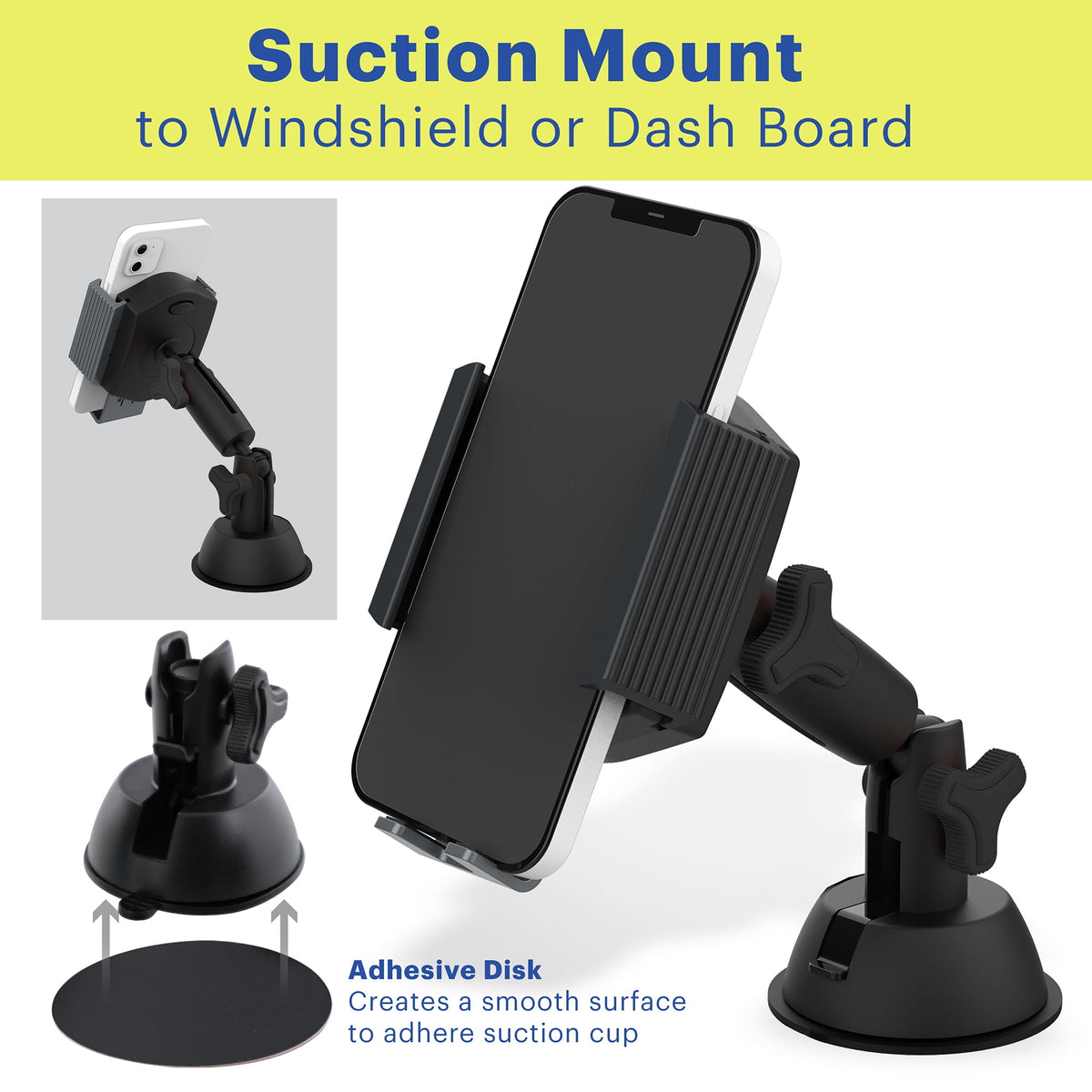  7-In-1 Universal Car Phone Mount Kit, Cup Holder, Vent, Dash, Windshield with Adjustable Ball Joint