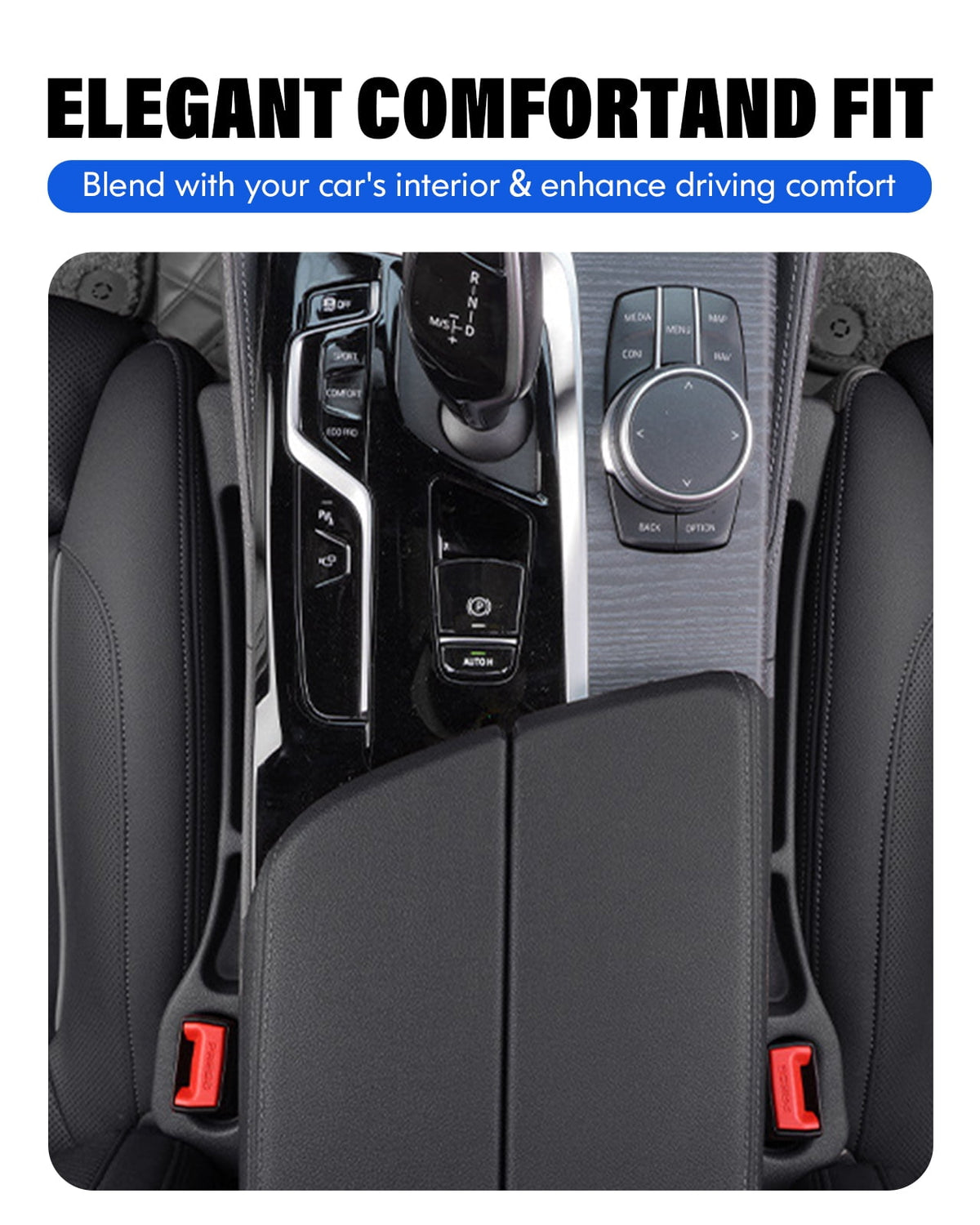 Car Seat Gap Filler, Seat Side Gap Filler with Organizer, 2 In1 Seat Crevice Blocker, Universal Fit Car Fill the Gap between Seat & Console 2 Pack