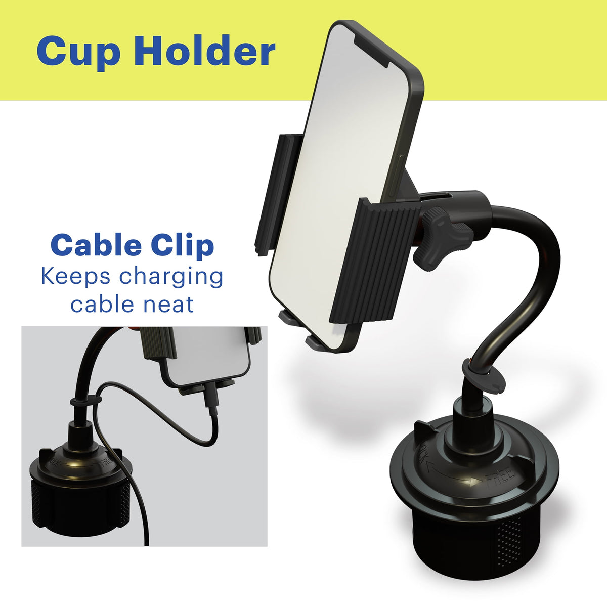  7-In-1 Universal Car Phone Mount Kit, Cup Holder, Vent, Dash, Windshield with Adjustable Ball Joint