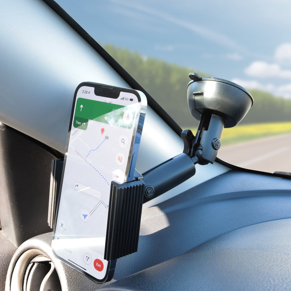  7-In-1 Universal Car Phone Mount Kit, Cup Holder, Vent, Dash, Windshield with Adjustable Ball Joint