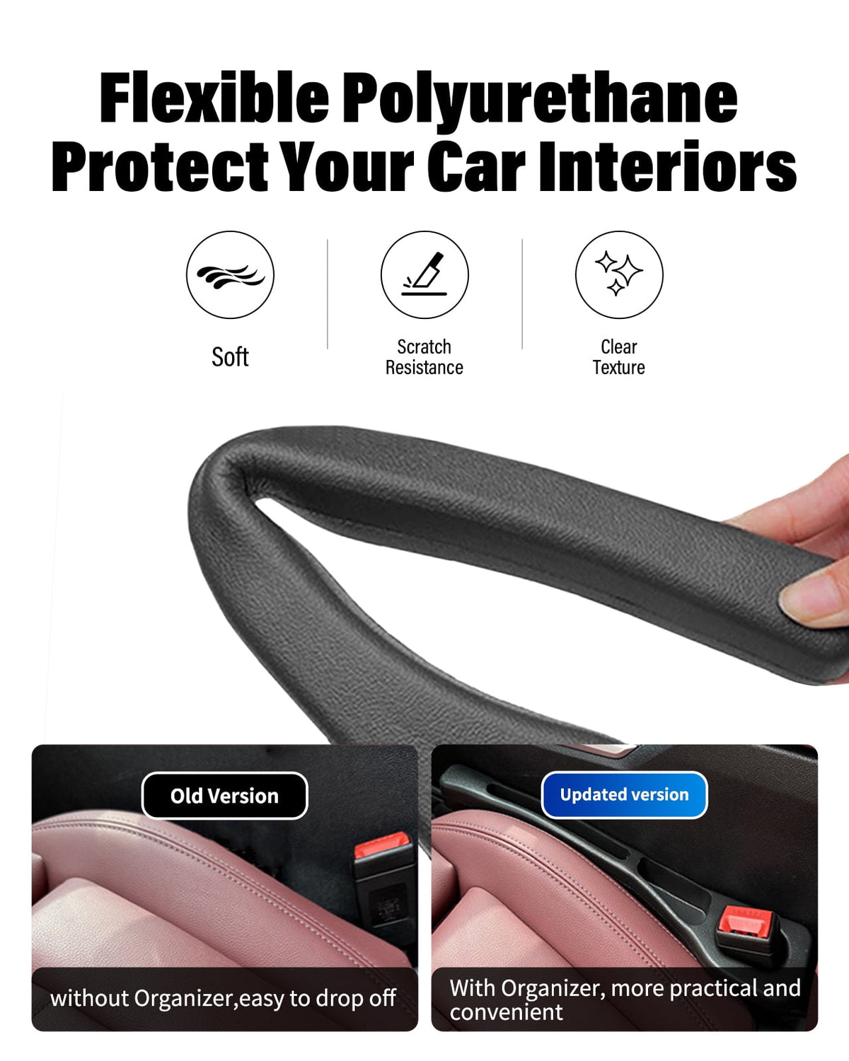 Car Seat Gap Filler, Seat Side Gap Filler with Organizer, 2 In1 Seat Crevice Blocker, Universal Fit Car Fill the Gap between Seat & Console 2 Pack