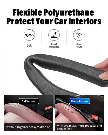 Car Seat Gap Filler, Seat Side Gap Filler with Organizer, 2 In1 Seat Crevice Blocker, Universal Fit Car Fill the Gap between Seat & Console 2 Pack